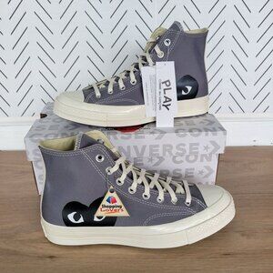 🖤Comme Des Garçons Play Hearts Converse Chuck 70 Hi Mens Shoes 8.5 Gray 171847C